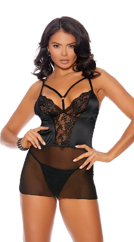 women lounge dress for a hotel stay in styleSatin and Lace Desires Chemise Set
