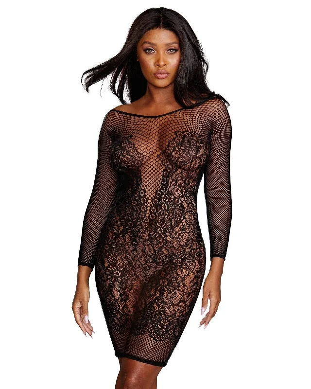 women lounge dress with a ruffled hem for a playful touchSeamless Fishnet and Lace Chemise women lounge dress with a ruffled hem for a playful touchSeamless Fishnet and Lace Chemise