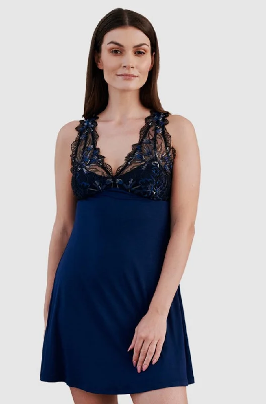 full cup nursing bras for better milk flowLace Nightie (Marine Blue)