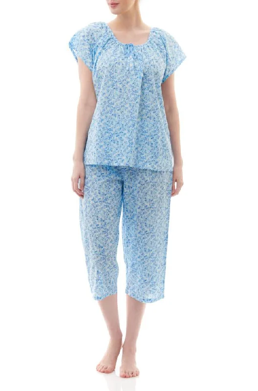 convertible sports bras for versatile useKaty Short Sleeve Cotton Capri PJ"s(Blue Floral) convertible sports bras for versatile useKaty Short Sleeve Cotton Capri PJ"s(Blue Floral)