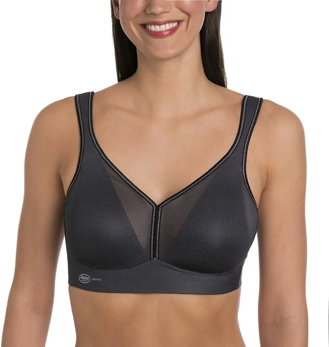 Bra with a wire - free construction for a softer feel Anita Air Control Anthracite Sports Bra 5544 Bra with a wire - free construction for a softer feel Anita Air Control Anthracite Sports Bra 5544