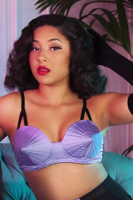 Bra with a lace - trim for an elegant and delicate touch​ Lilac Retro Futuristic Bullet Bra