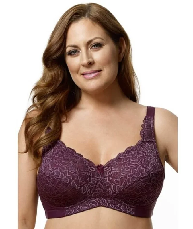 moisture wicking sleep bras for hot sleepersElila Stretch Lace Wire-Free Bra - Plum