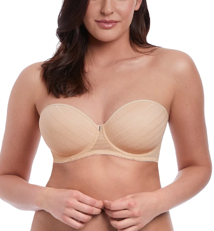 Bra with a single - strap design for a unique and modern style Freya Cameo Deco Strapless Moulded Underwire Bra (3163) - Sand Bra with a single - strap design for a unique and modern style Freya Cameo Deco Strapless Moulded Underwire Bra (3163) - Sand