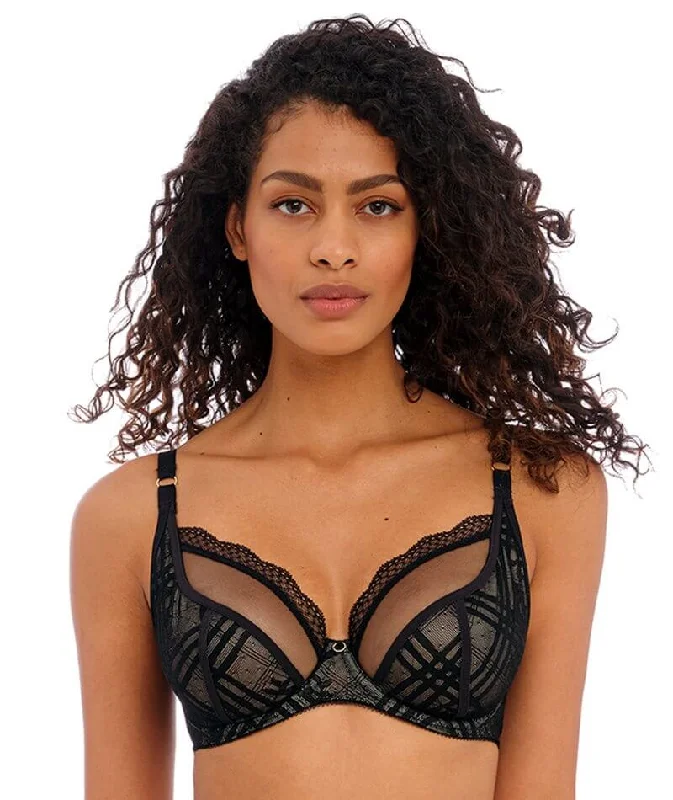 wireless bras for a natural feelFreya Fatale Underwired Plunge Bra - Noir