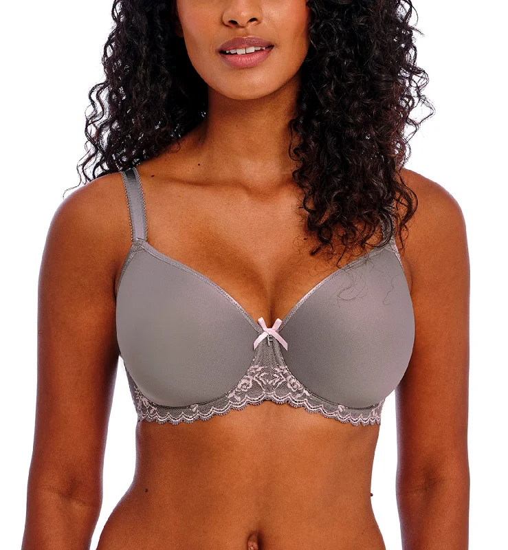Bra with wide straps for added comfort and weight distribution Freya Offbeat Decadence Spacer Molded Underwire Bra (402510) - Grey/Pink Bra with wide straps for added comfort and weight distribution Freya Offbeat Decadence Spacer Molded Underwire Bra (402510) - Grey/Pink