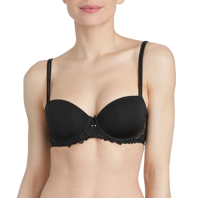 Bra with wide straps for added comfort and weight distribution JANE Balconette T shirt Bra | Black Bra with wide straps for added comfort and weight distribution JANE Balconette T shirt Bra | Black