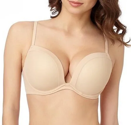 Bra with a plunge neckline for low - cut tops​ Le Mystere Infinite Possibilites Almond Push Up Bra 1124