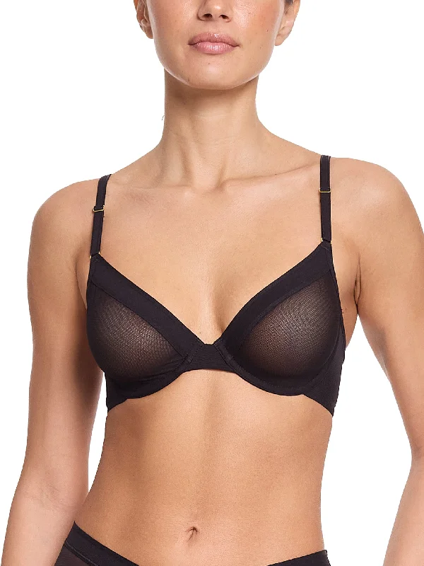 convertible sports bras for versatile useUnlined Mesh Underwire Bra Black