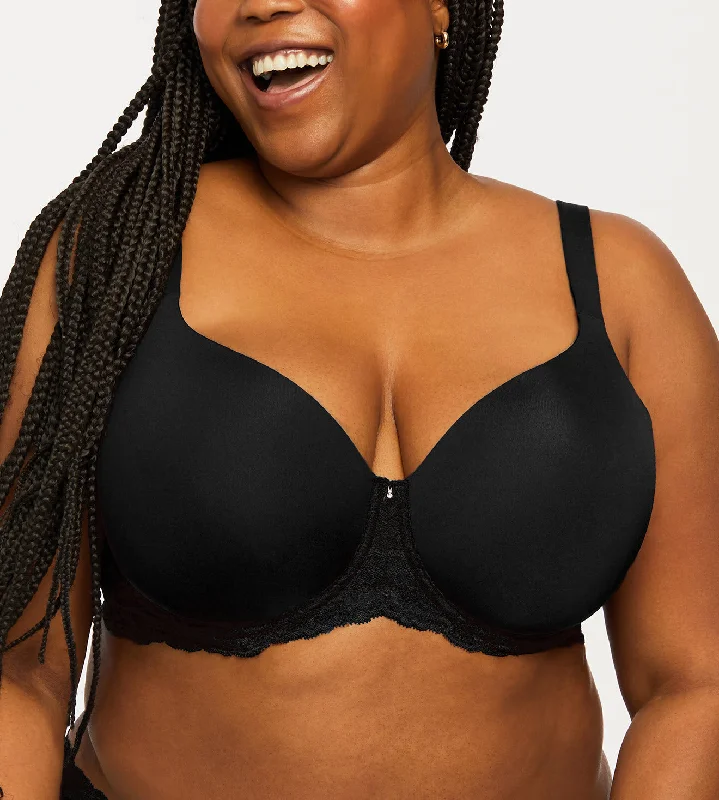 Bra with a plus - size padded strap for reduced shoulder strain Montelle Pure Plus Black T Shirt Bra 9320 Bra with a plus - size padded strap for reduced shoulder strain Montelle Pure Plus Black T Shirt Bra 9320