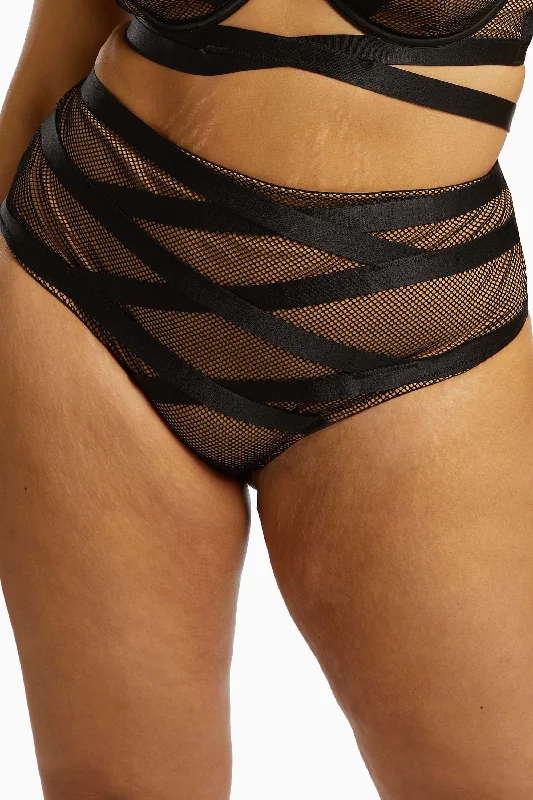 Full - cup bras providing maximum coverage and support Brooklyn Fishnet Strappy High Waist Brief Full - cup bras providing maximum coverage and support Brooklyn Fishnet Strappy High Waist Brief