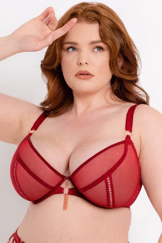plus size bralette bras for comfortScantilly Deep Red Unchained Plunge Bra