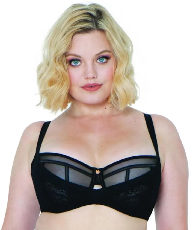 full cup bras for complete coverageScantilly Peek-A-Boo Lace Bra - Black
