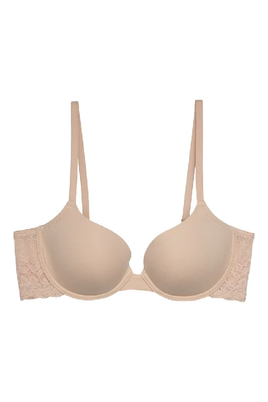 Bra with a cross - back strap design for a trendy look​ Sheer Glamour Push-Up Bra