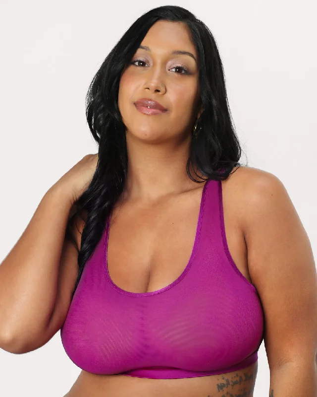 Bra with a solid color for a classic and versatile option​ Sheer Mesh Bralette - Cosmo Pink