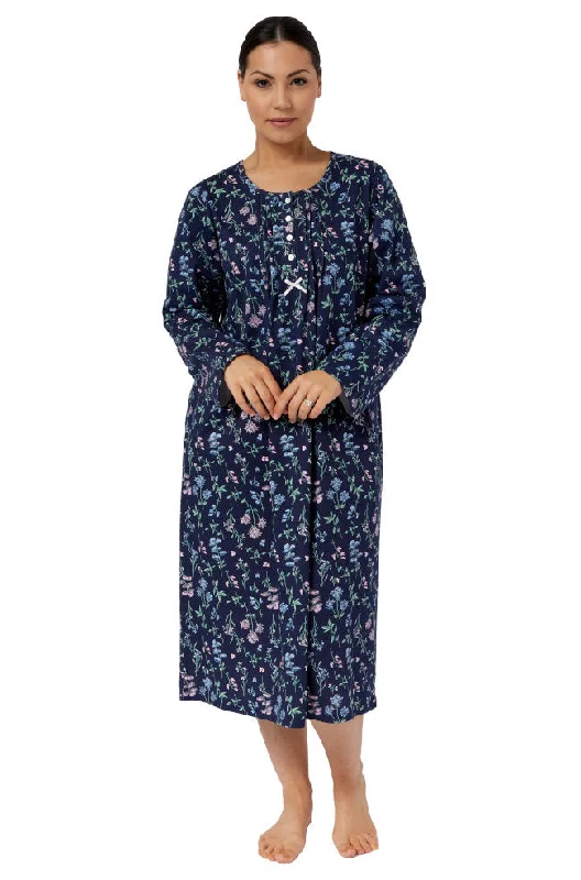 underwire bras with maximum supportMeadow Cotton Pleated Nightie (Navy) Available in sizes 16-18 only