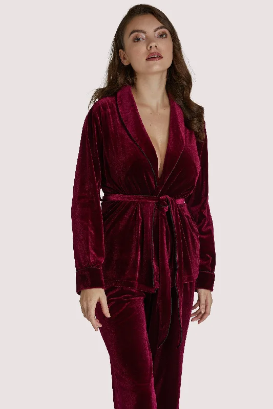 Bra with a plus - size bralette style for a trendy look Playful Promises Velvet Wine Red Pyjama Set Bra with a plus - size bralette style for a trendy look Playful Promises Velvet Wine Red Pyjama Set