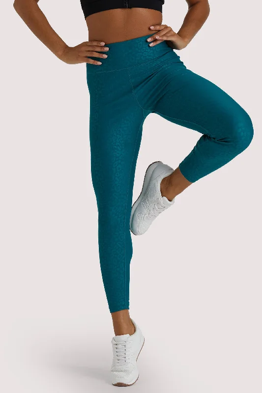 Bra with a matte finish for a more subdued appearance​ Teal Wet Look Croc Leggings