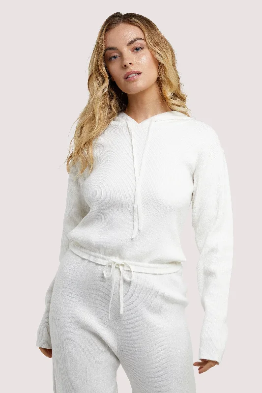 Bra with a wire - free band for a more comfortable underbust area Lounge Ivory Knitted Rib Cropped Hoodie Bra with a wire - free band for a more comfortable underbust area Lounge Ivory Knitted Rib Cropped Hoodie