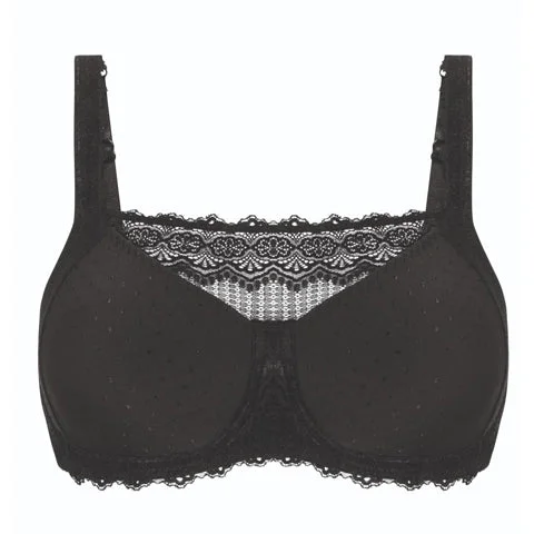 Bra with a plus - size long - line design for a slimming effect Amoena Dana Mastectomy Camisole Bra Black Bra with a plus - size long - line design for a slimming effect Amoena Dana Mastectomy Camisole Bra Black