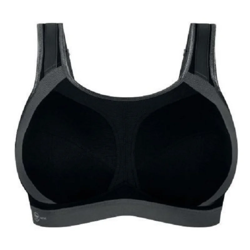 Bra with a high - cut cup for more coverage and support Anita Extreme Control Plus Sports Bra Black/Anthracite Bra with a high - cut cup for more coverage and support Anita Extreme Control Plus Sports Bra Black/Anthracite