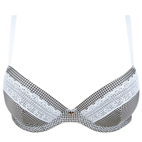 Bra with a polyester - lined cup for durability and moisture - wicking Antigel Vichy Citadine Plunge Contour Bra Bra with a polyester - lined cup for durability and moisture - wicking Antigel Vichy Citadine Plunge Contour Bra