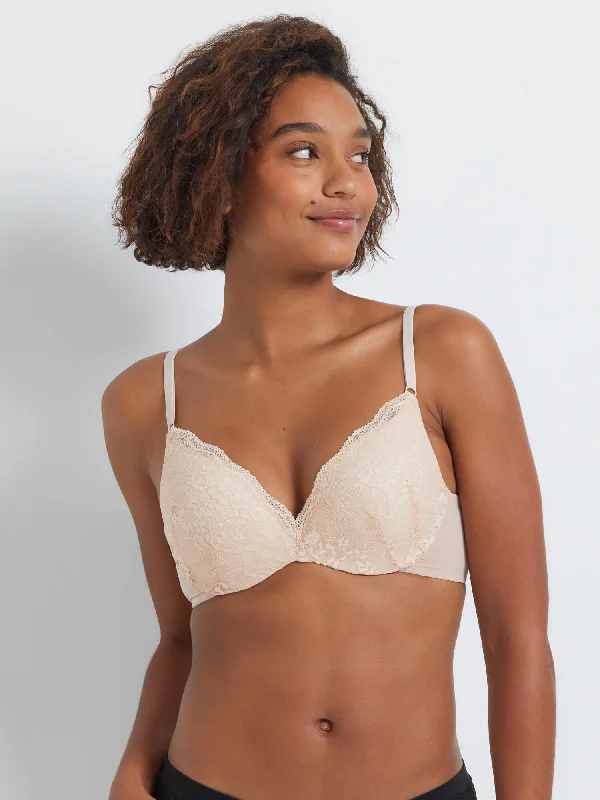 T - shirt bras with a seamless and smooth finish for wearing under T - shirts Be Real Smooth Lace Plunge Push-Up Bra T - shirt bras with a seamless and smooth finish for wearing under T - shirts Be Real Smooth Lace Plunge Push-Up Bra