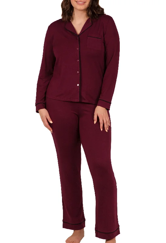 Bra with a seamless memory foam cup for a smooth silhouette​ Burgundy Buttery Soft Bamboo Pyjama Set