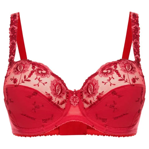 Bra with underbust support for better breast lift Conturelle Felina Provence UW Bra Tango Red Bra with underbust support for better breast lift Conturelle Felina Provence UW Bra Tango Red