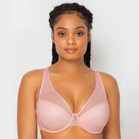 Bra with underbust support for better breast lift Curvy Couture Sheer Mesh Push Up Bra Blushing Rose Bra with underbust support for better breast lift Curvy Couture Sheer Mesh Push Up Bra Blushing Rose
