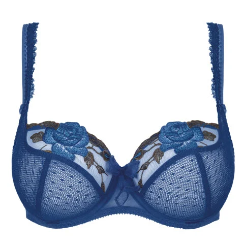 Bra with a push - up memory foam cup for enhanced cleavage​ Empreinte Garance Balcony Bra Indian Blue