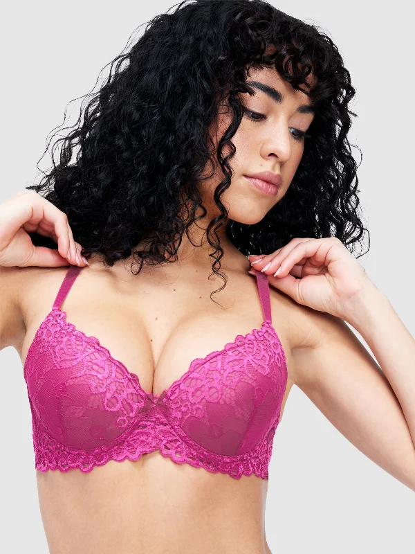 Bra with a seamless back for a smooth look under clothes​ Amanda Lace Push Up Balconette Bra