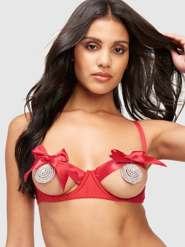Bra with a plus - size back - closure for a secure fit​ Kaylee Open Cup Ribbon Bra