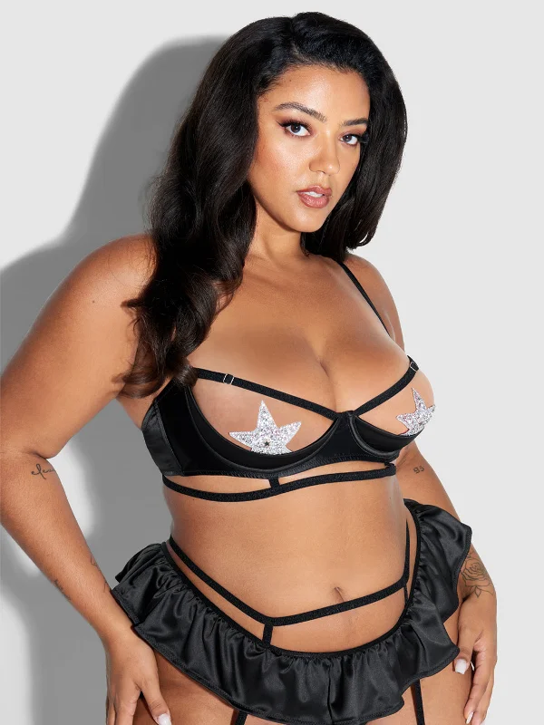 Bra with a floral - print for a feminine and stylish look​ Petra Open Cup Satin Bra