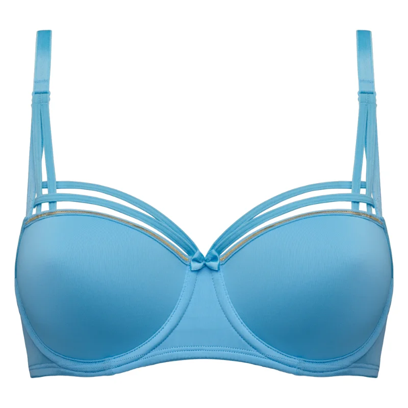 Bra with a contoured cup for a natural - looking shape​ Marlies Dekkers Dame de Paris Balcony Bra Baltic Sea & Gold