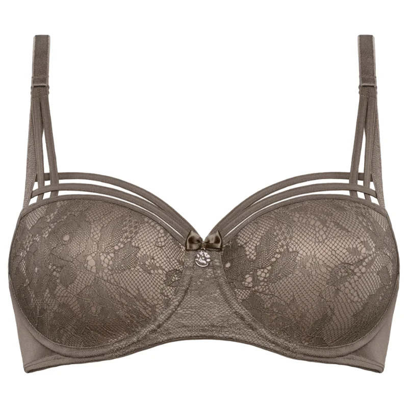 Bra with a plus - size wireless option for comfort​ Marlies Dekkers Dame de Paris Balcony Bra Cappucino Brown