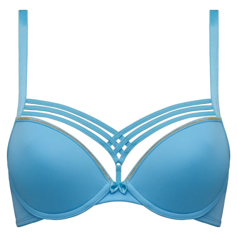 Bra with a half - cup design for a sexy and minimalist look​ Marlies Dekkers Dame de Paris Push Up Bra Baltic Sea & Gold