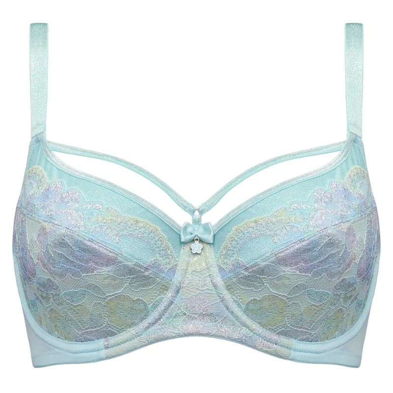 Bra with a plus - size underwire for enhanced support​ Marlies Dekkers Mariposa Soft Cup Balcony Bra Aqua Blue