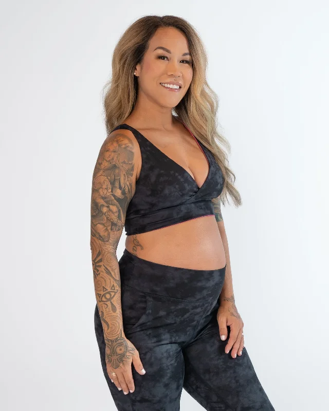 moisture wicking convertible bras4-in-1 Salutation Sports Bra - Onyx Tie Dye & Hibiscus