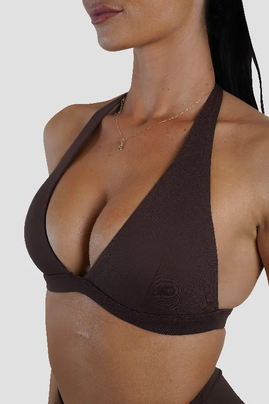unpadded women sport bra for a natural feelKAYLA CROP - ESPRESSO