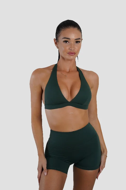 water - resistant women sport bra for water sportsKAYLA CROP - FOREST GREEN