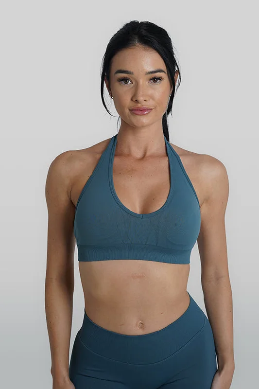 plus size bralette bras for comfortRECOIL HALTER CROP - TEAL