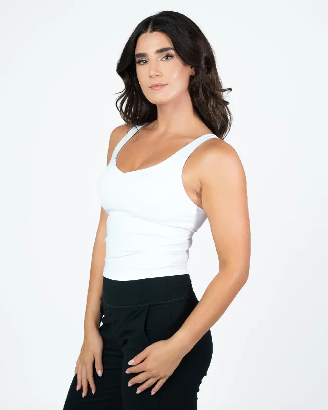 seamless wireless bras for everyday comfortSkin Shakti Tank (Mid-Length) - White