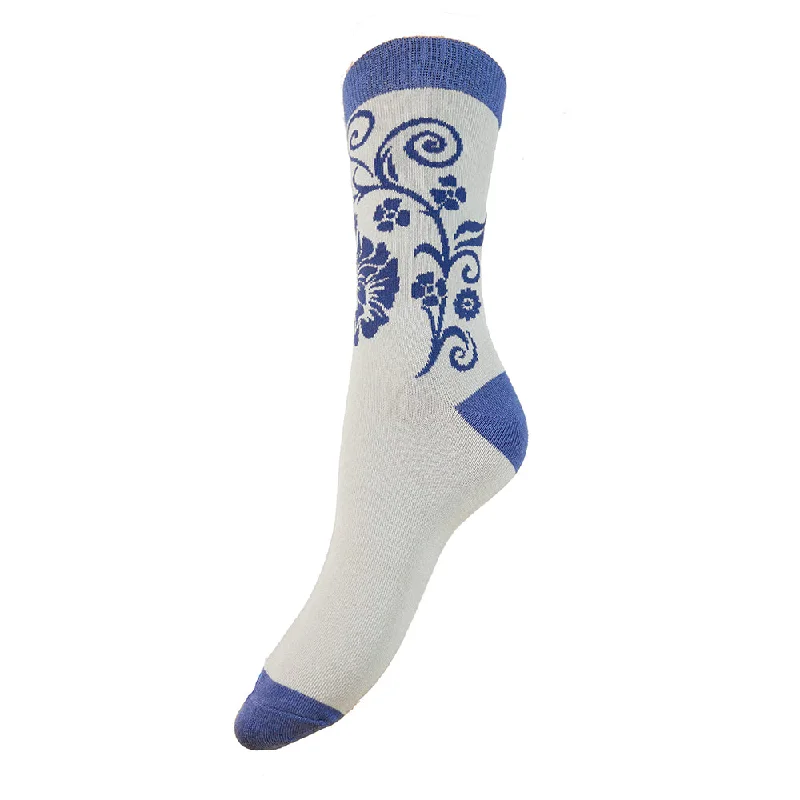 Blue floral Bamboo socks