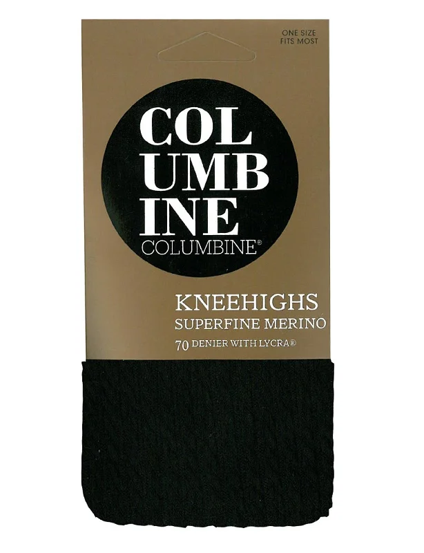 Columbine 2438 Cable Superfine Merino Wool 70 Knee Highs Black