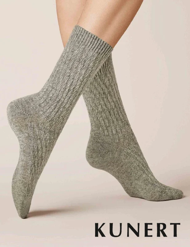 Kunert Knitted Diagonal Woolen Sock Grey 236410