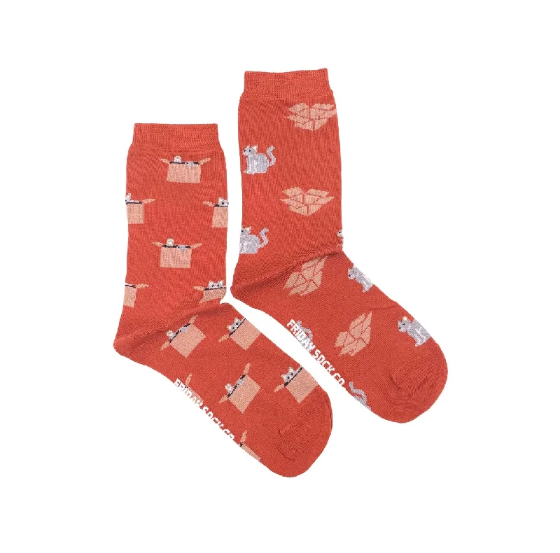 Orange Cat & Box Socks