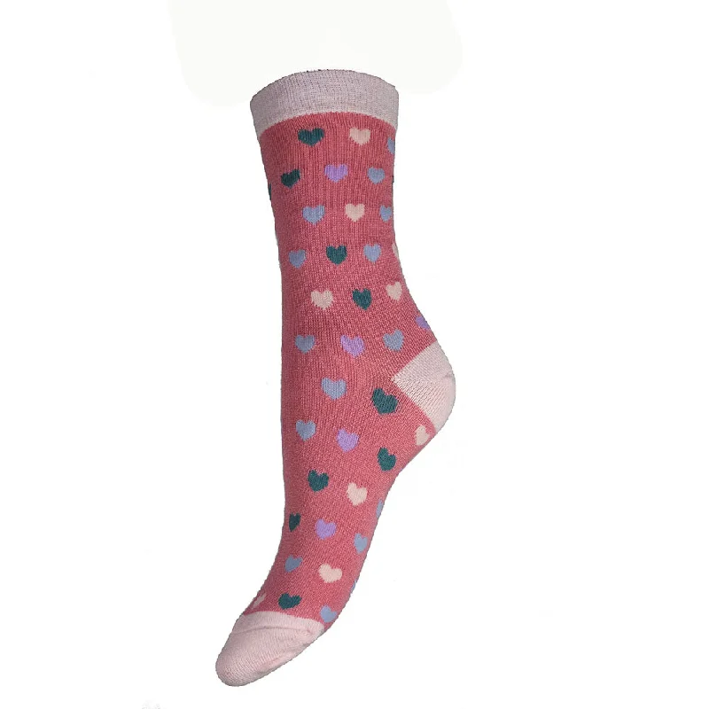 Pink Hearts Bamboo Socks