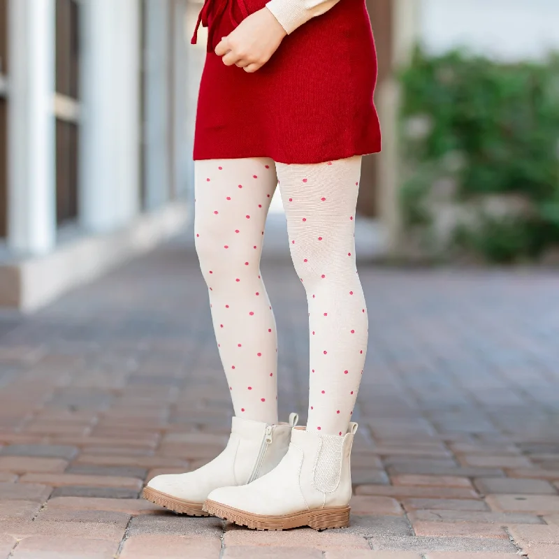 women tights with a seamless toe for extra comfortSparkle Dot Nylon Tights - Vanilla/Crimson women tights with a seamless toe for extra comfortSparkle Dot Nylon Tights - Vanilla/Crimson