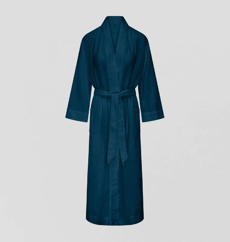 bold - colored women lounge dress for a statementBelted cotton robe [Navy]